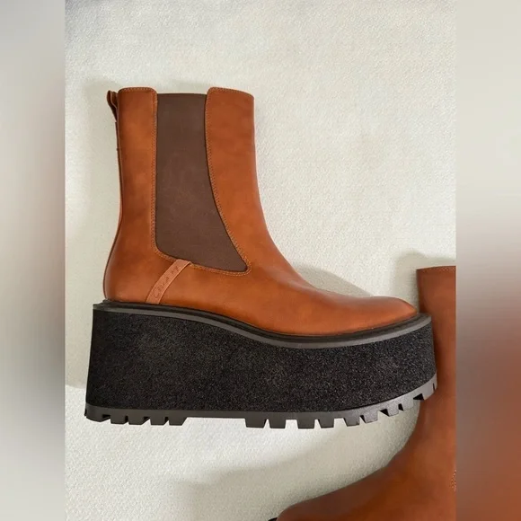 Circus NY Sam Edelman Susan Lug Sole Platform Chelsea Boot Cuoio Brown Size 8.5 - Picture 4 of 8